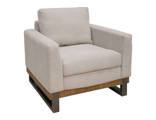 Metal & Wood Base, Armchair - Agreeable gray