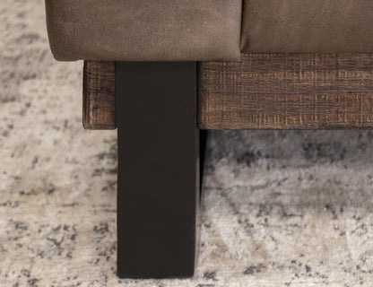 Metal & Wood Base, Sofa - Chocolate Brown
