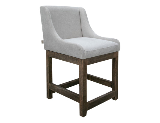 Wooden Frame & Base, 24" Upholstered Barstool - Agreeable gray