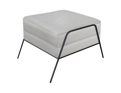 Wooden Frame & Metal Base, Footstool Ottoman - Ecru Beige