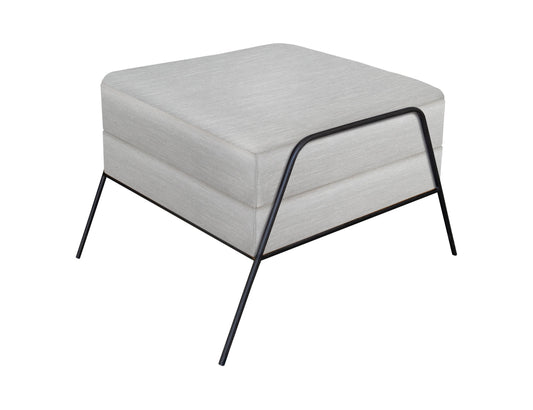 Wooden Frame & Metal Base, Footstool Ottoman - Ecru Beige