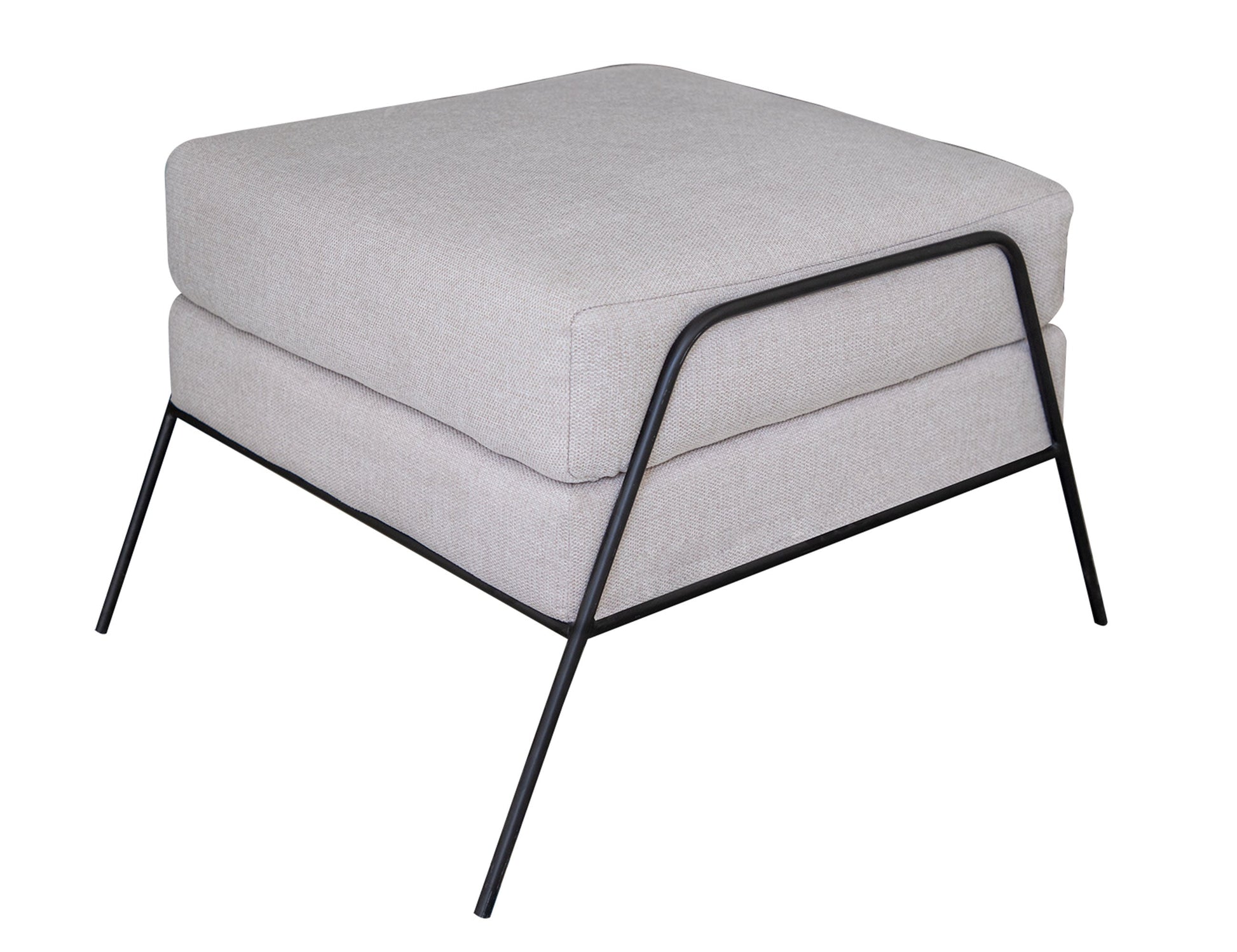 Wooden Frame & Metal Base, Footstool Ottoman - Agreeable Gray