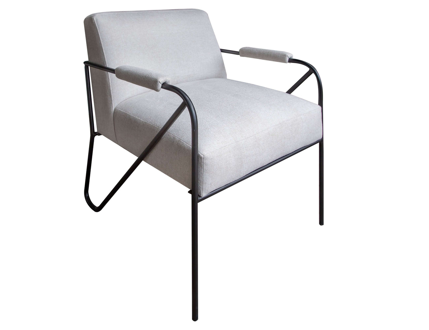 Wooden Frame & Metal Base, Armchair - Agreeable Gray