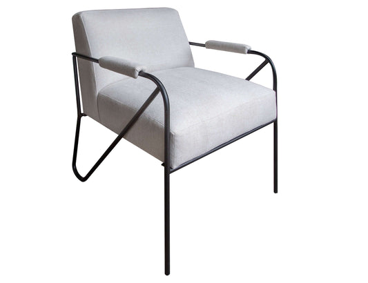Wooden Frame & Metal Base, Armchair - Agreeable Gray