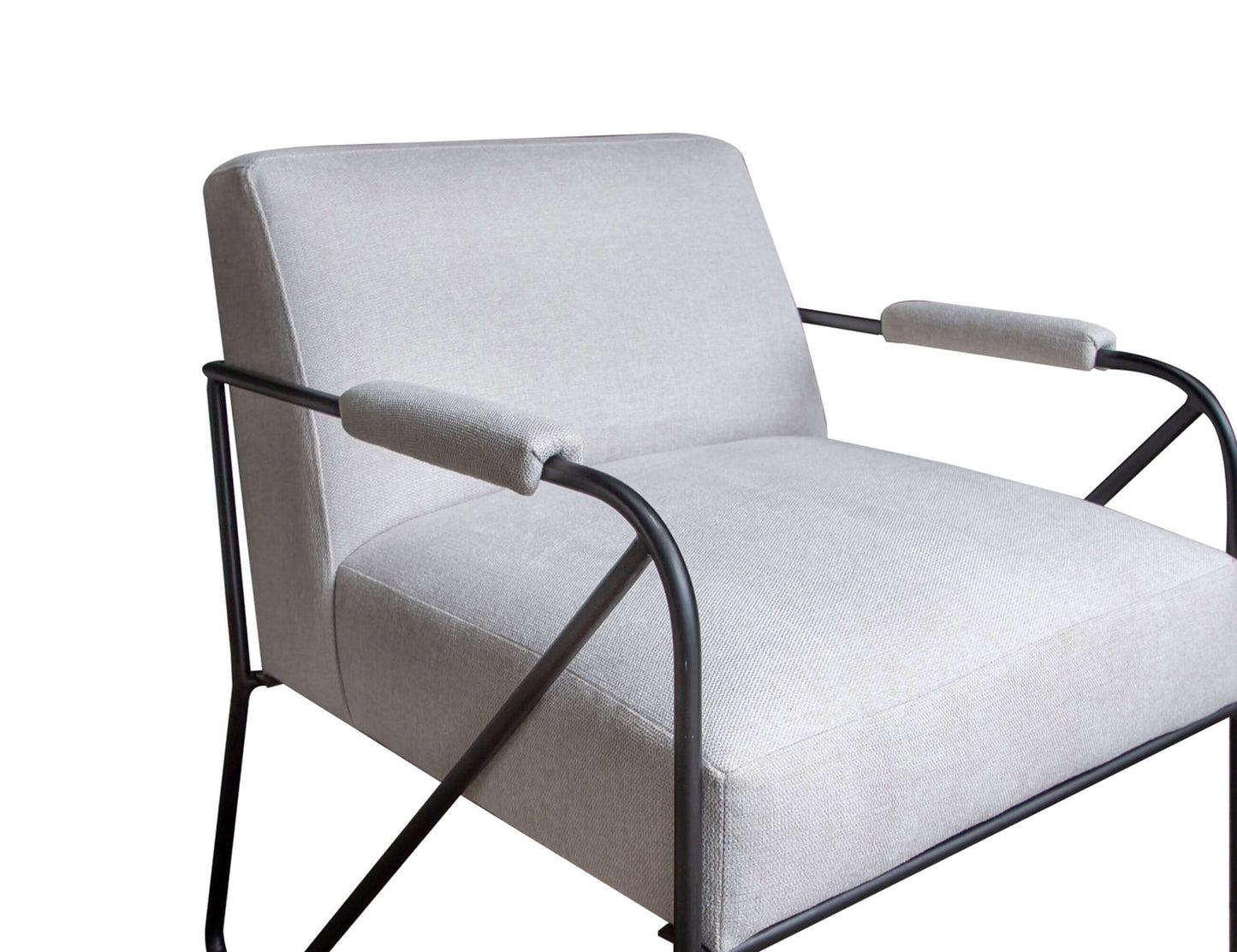 Wooden Frame & Metal Base, Armchair - Agreeable Gray
