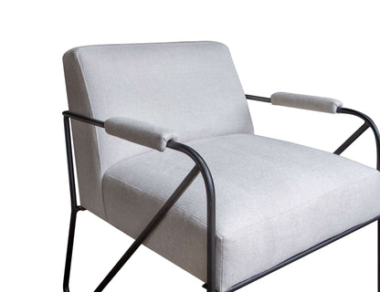 Wooden Frame & Metal Base, Armchair - Agreeable Gray