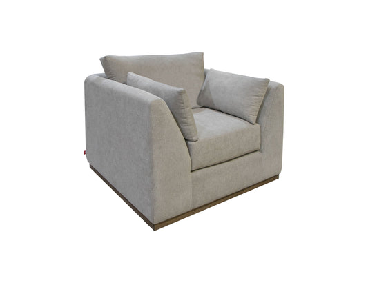 Wooden Frame & Base, Armchair - Almond Gray