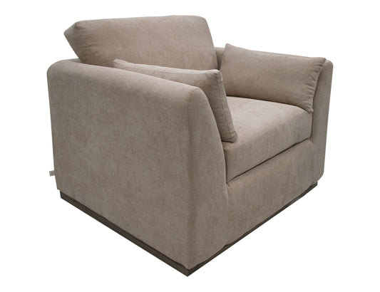 Wooden Frame & Base, Armchair - Brown Camel
