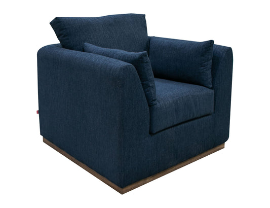 Wooden Frame & Base, Armchair - Midnight blue