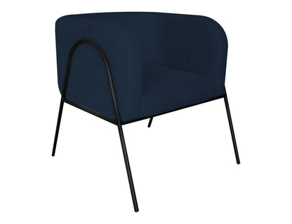 Wooden Frame & Metal Base, Armchair - Midnight Blue