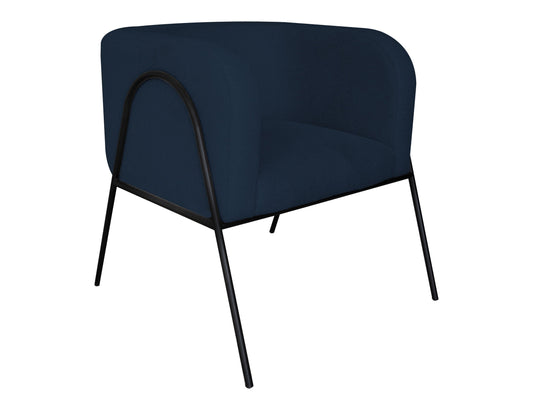 Wooden Frame & Metal Base, Armchair - Midnight Blue