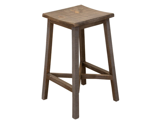 30" Wooden Stool - Two Tone Gray & Brown