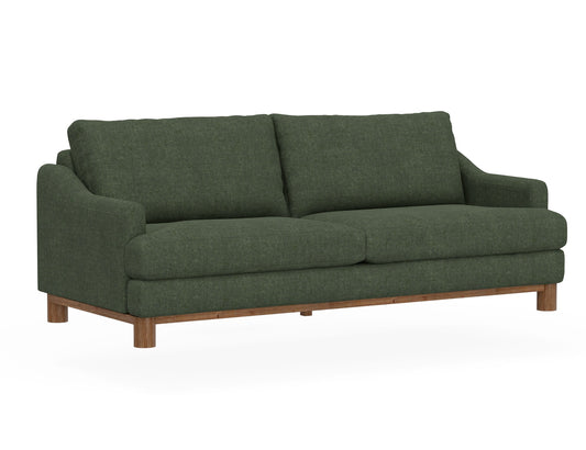 Wooden Frame & Base, Sofa - Olive Green