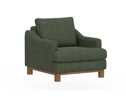Wooden Frame & Base, Armchair - Olive Green