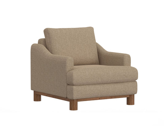 Wooden Frame & Base, Armchair - Brown Camel