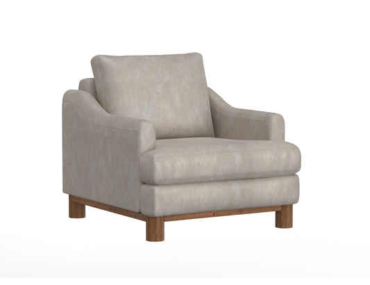 Wooden Frame & Base, Armchair - Ivory