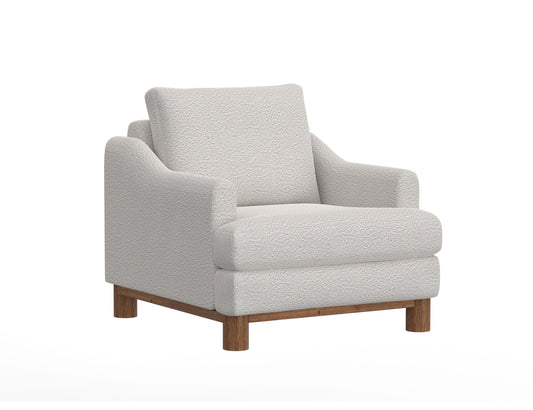 Wooden Frame & Base, Armchair - Light Cream