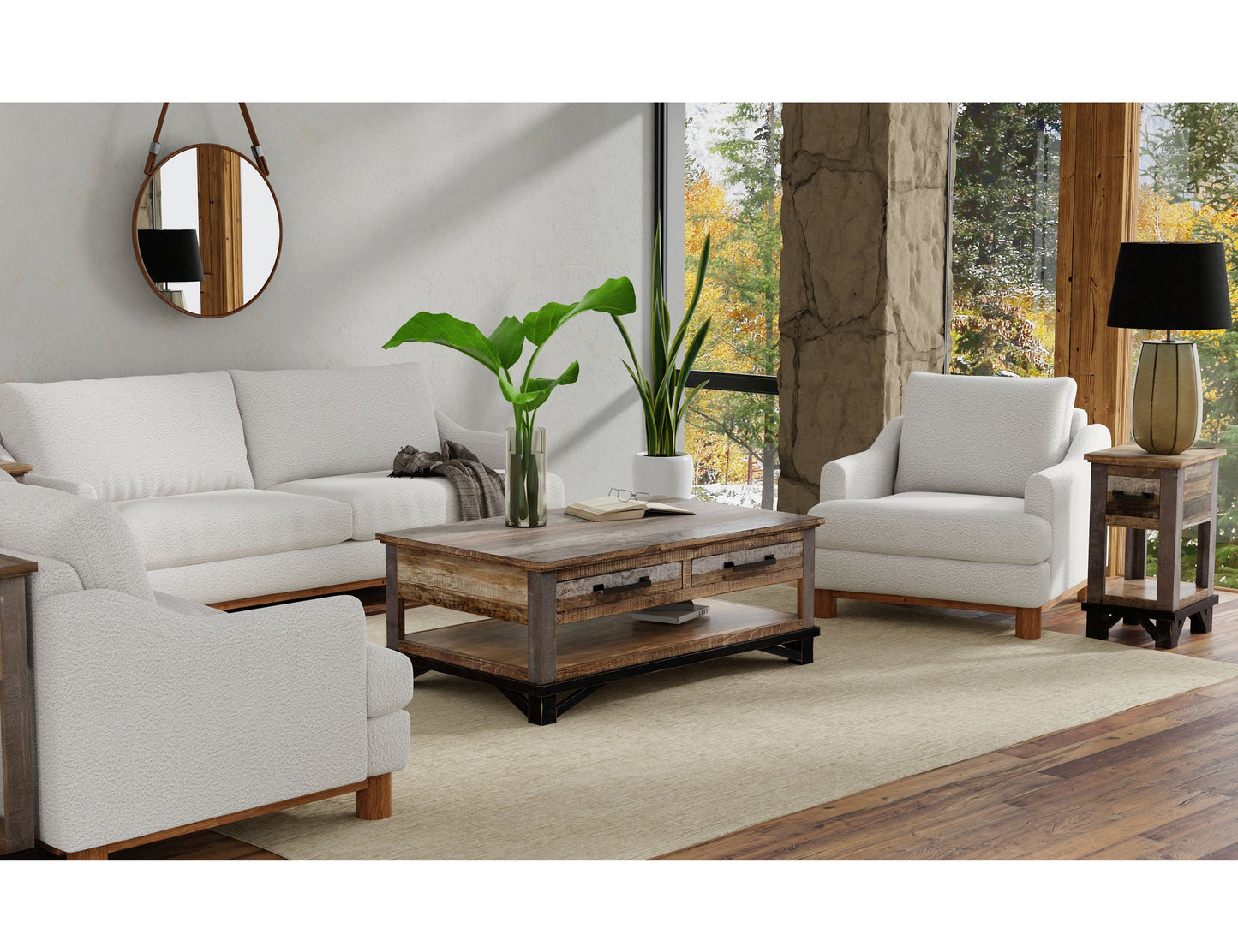 Wooden Frame & Base, Armchair - Light Cream