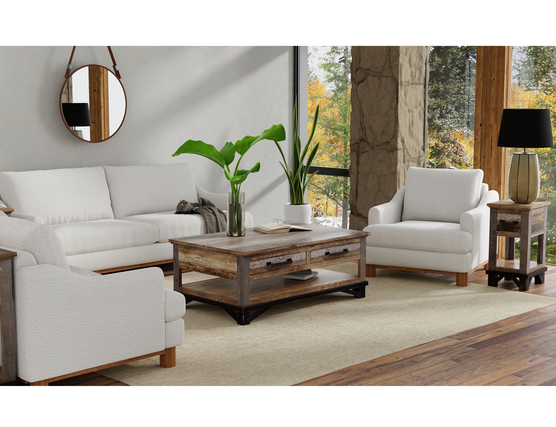 Wooden Frame & Base, Armchair - Light Cream