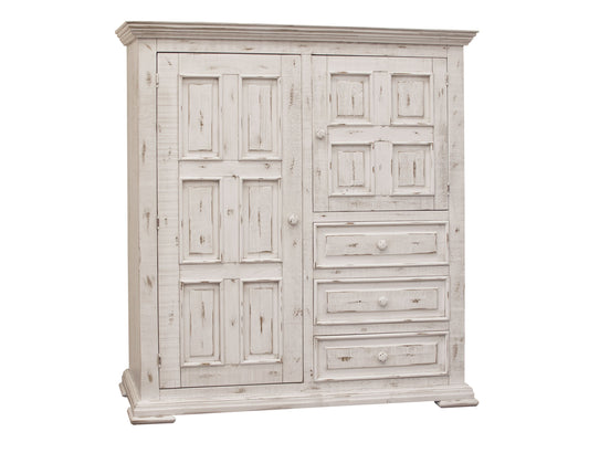 3 Drawer 2 Door Gentleman's Chest - Distressed White