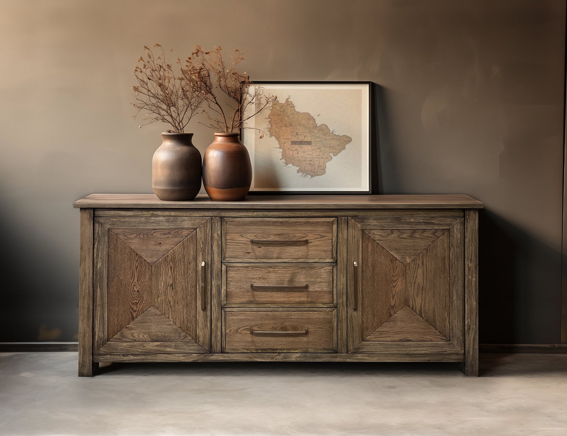 3 Drawer 2 Door Buffet - Walnut Brown