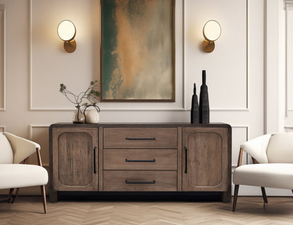 3 Drawer 2 Door Console - Chocolate Brown