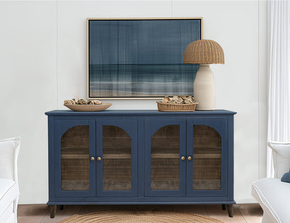4 Glass Door Console - Indigo Blue