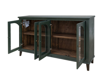 4 Glass Doors Console - Forest Green