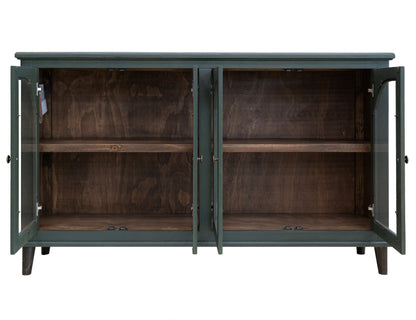 4 Glass Doors Console - Forest Green