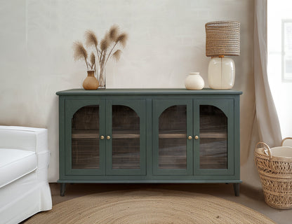 4 Glass Doors Console - Forest Green