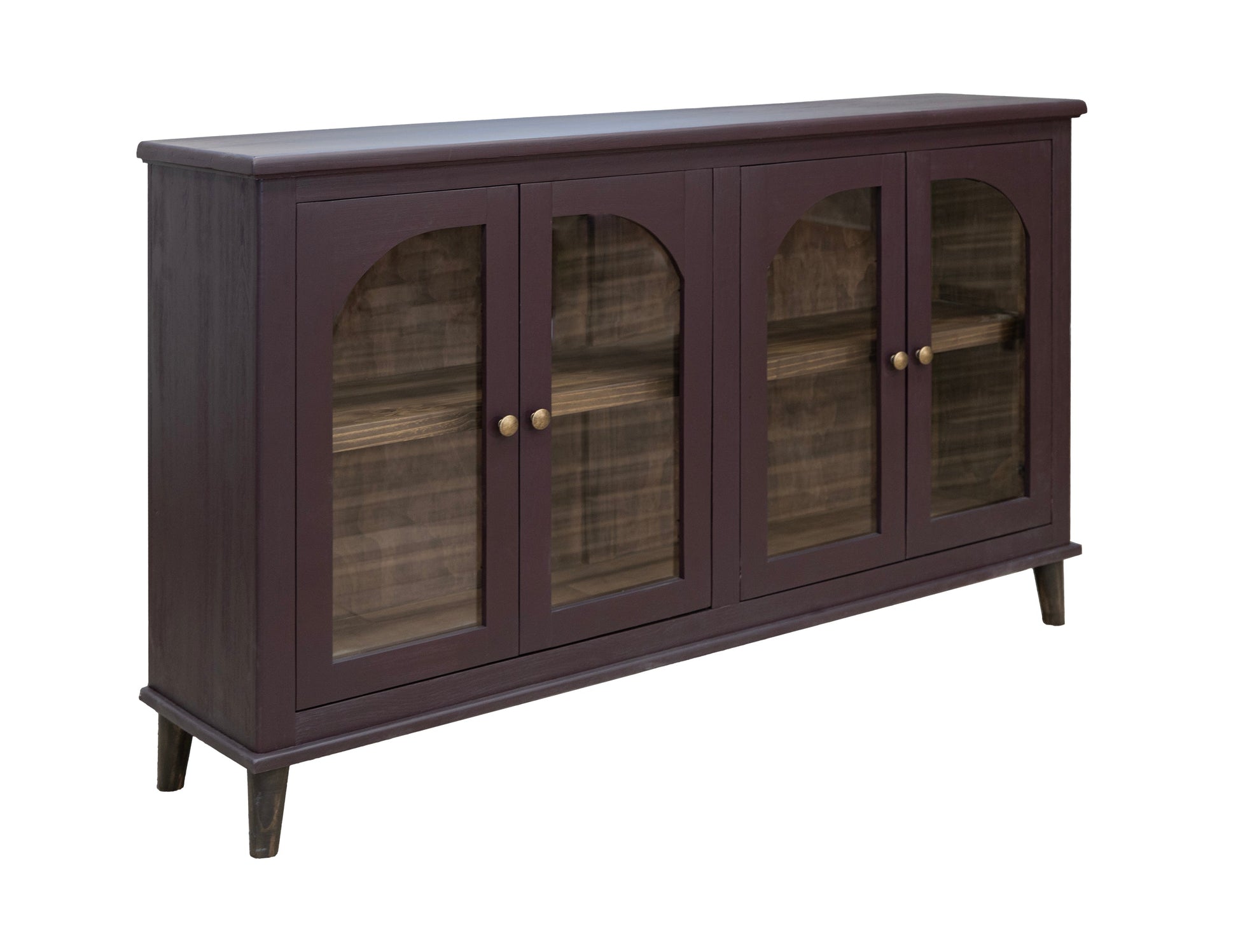 4 Glass Doors Console - Merlot Red