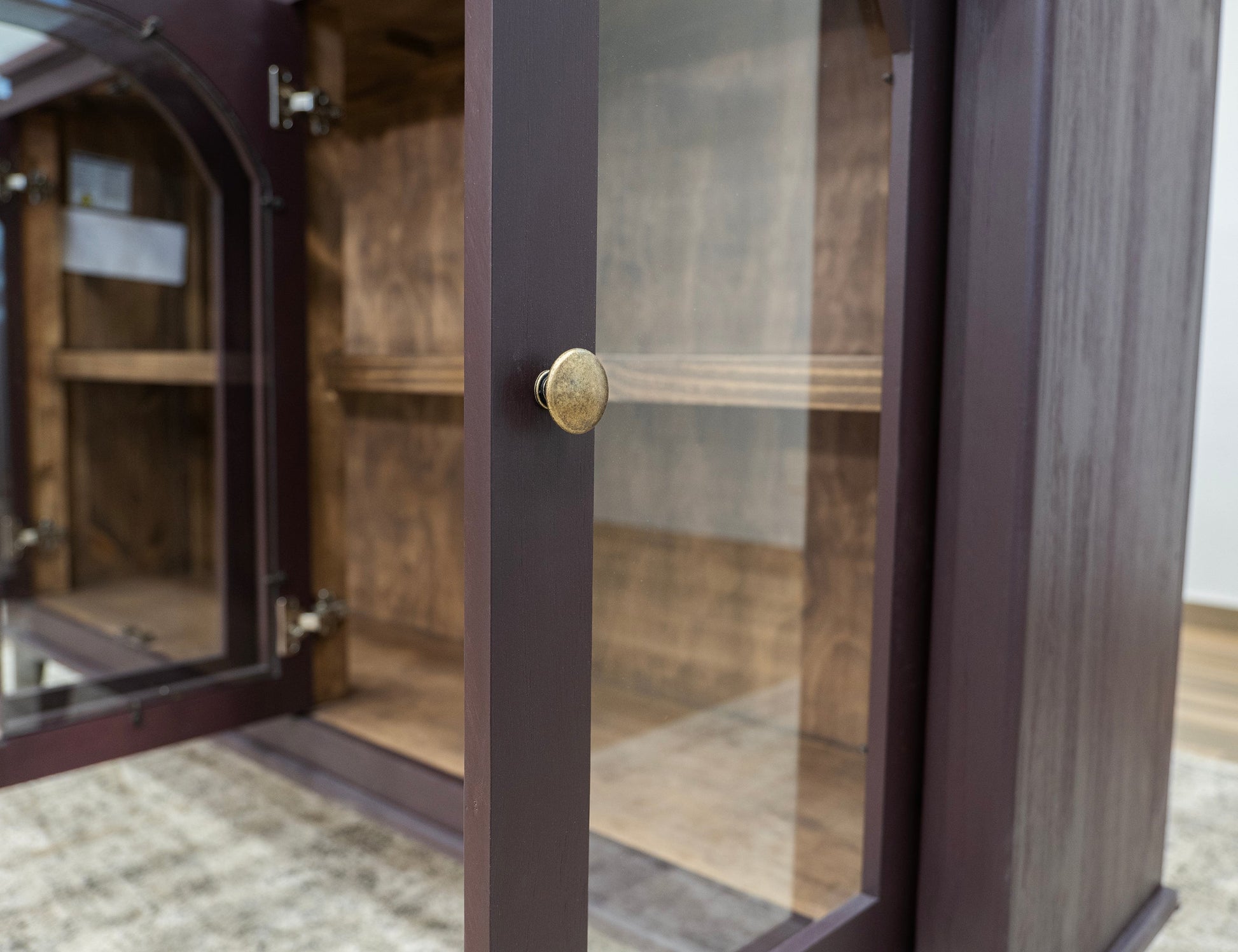 4 Glass Doors Console - Merlot Red