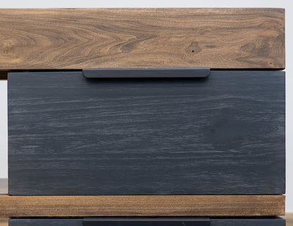4 Drawer TV Stand - Satin Black And Brown