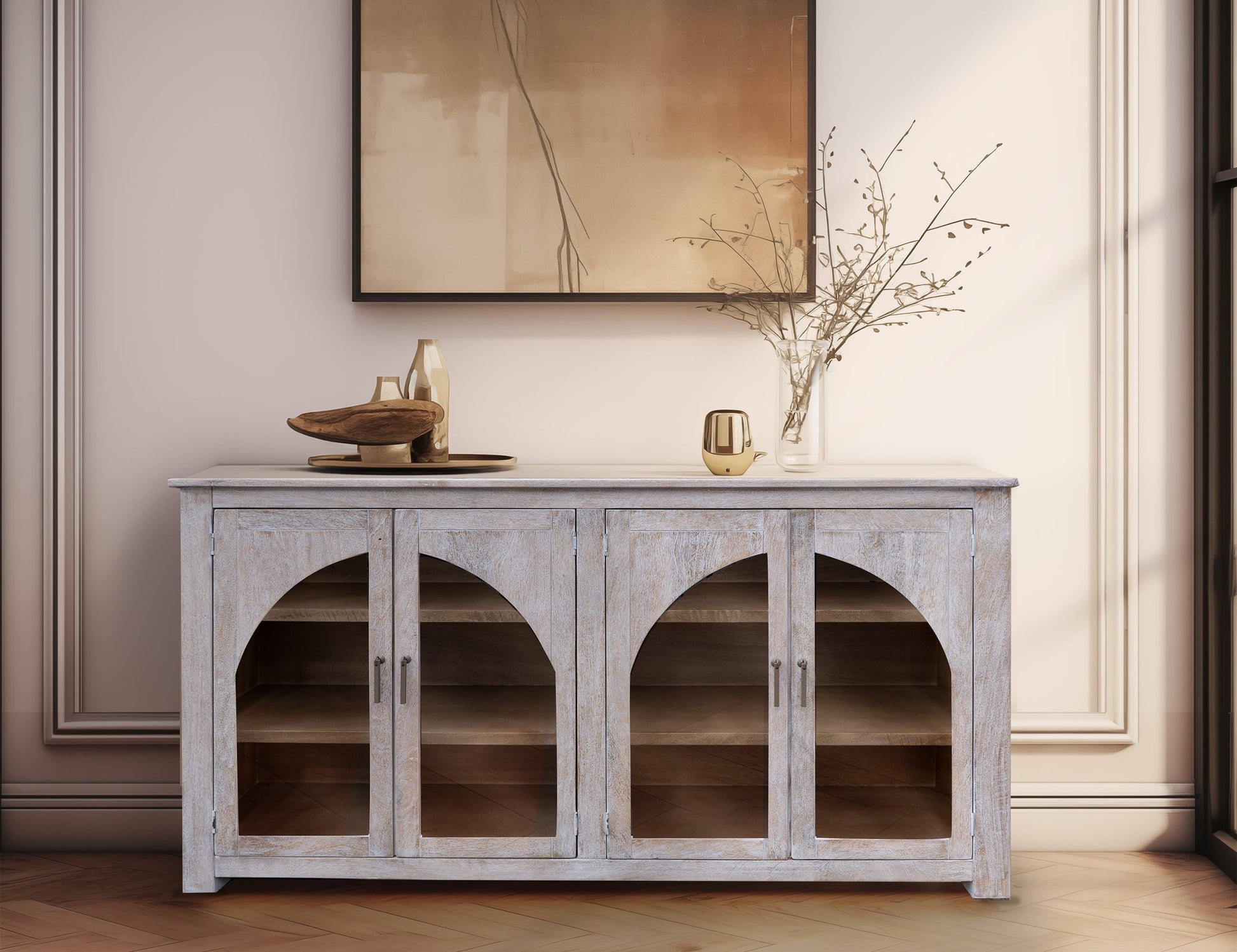 4 Door Console - White Wash