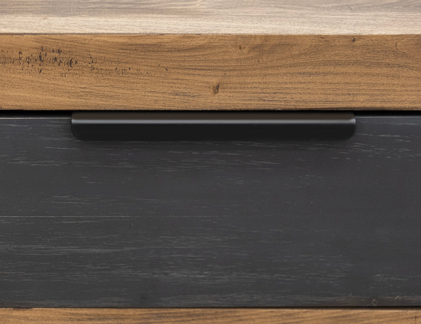 6 Drawer 2 Doors Console - Satin Black and Brown