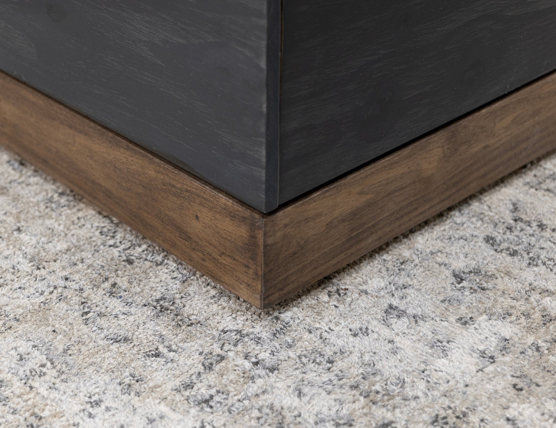6 Drawer 2 Doors Console - Satin Black and Brown