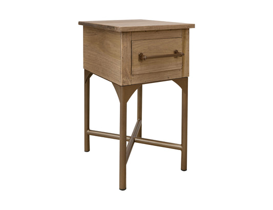 Metal Base Chairside Table - Sepia brown