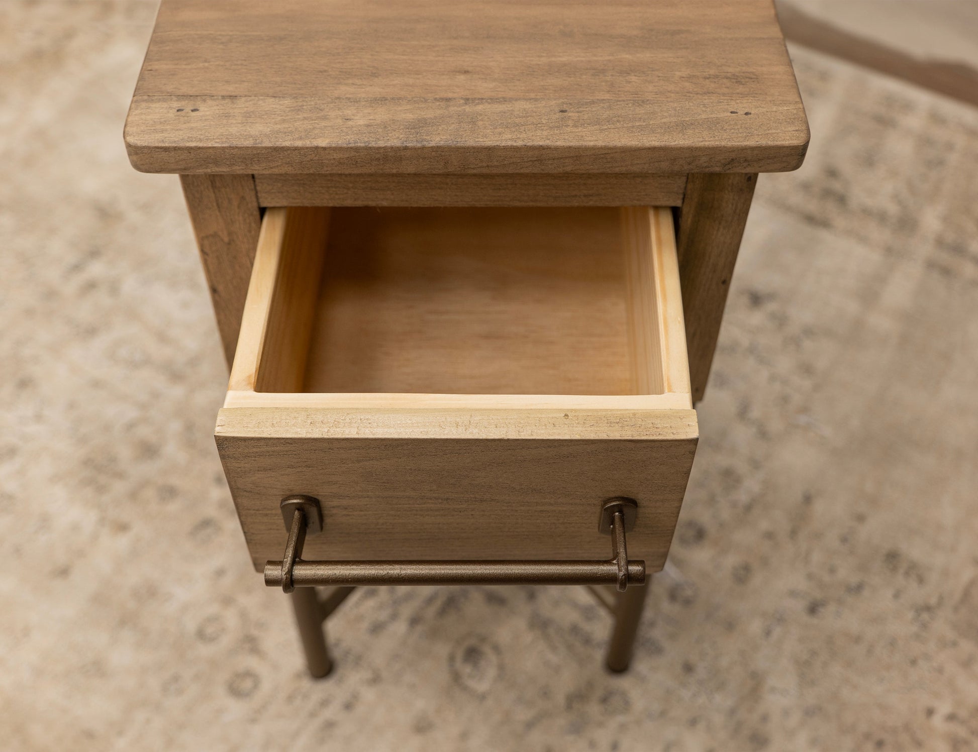 Metal Base Chairside Table - Sepia brown