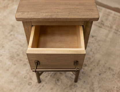 Metal Base Chairside Table - Sepia brown
