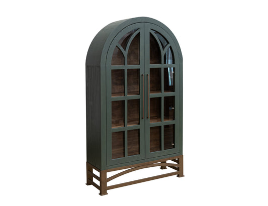 2 Glass Door Cabinet - Forest Green