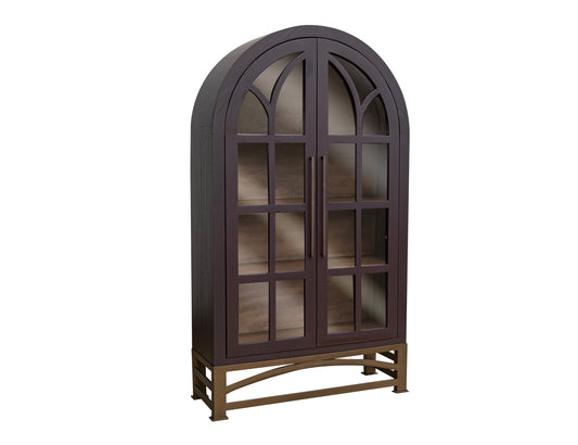 2 Glass Door Cabinet - Merlot Red