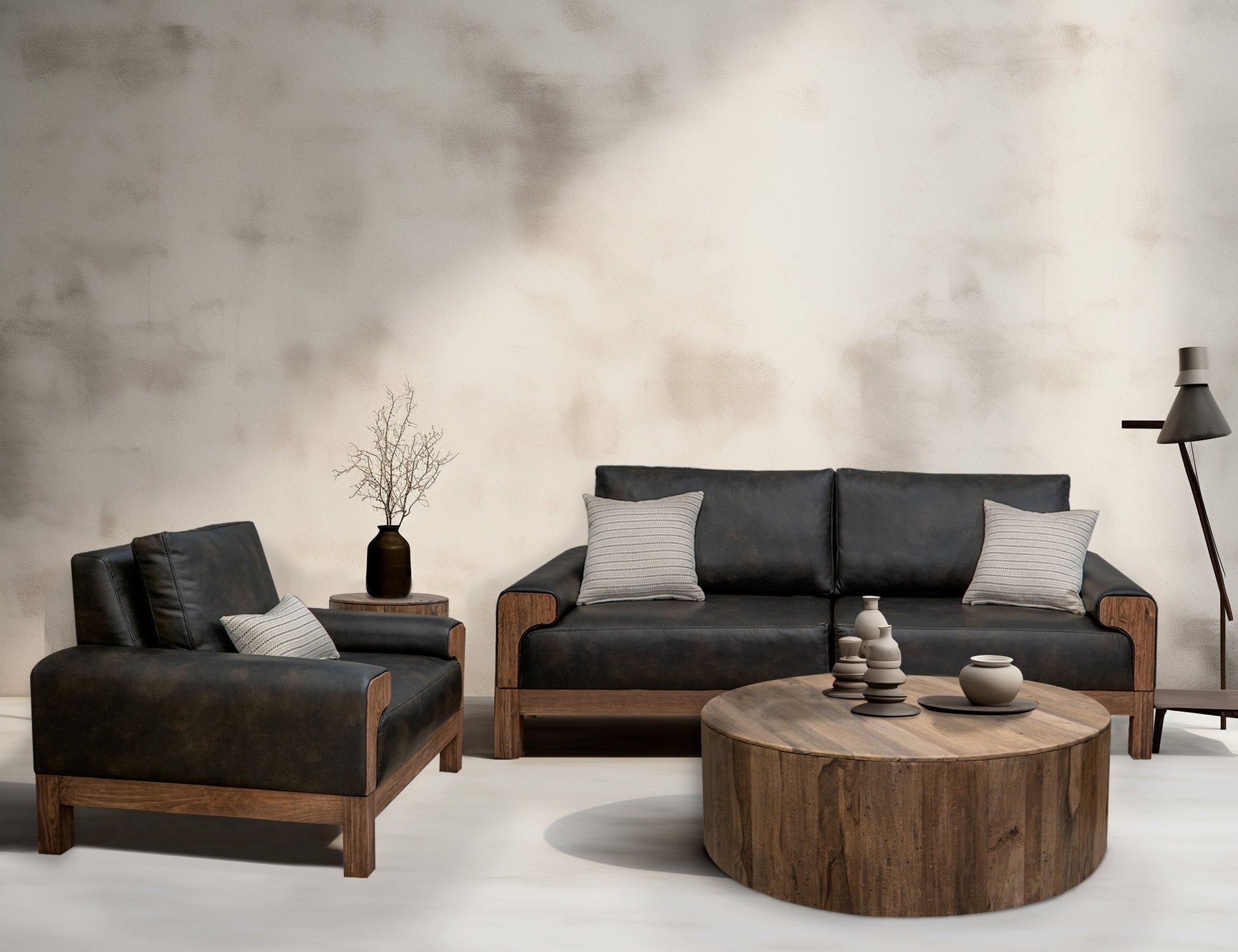 Wooden Frame & Base, Armchair - Licorice Black