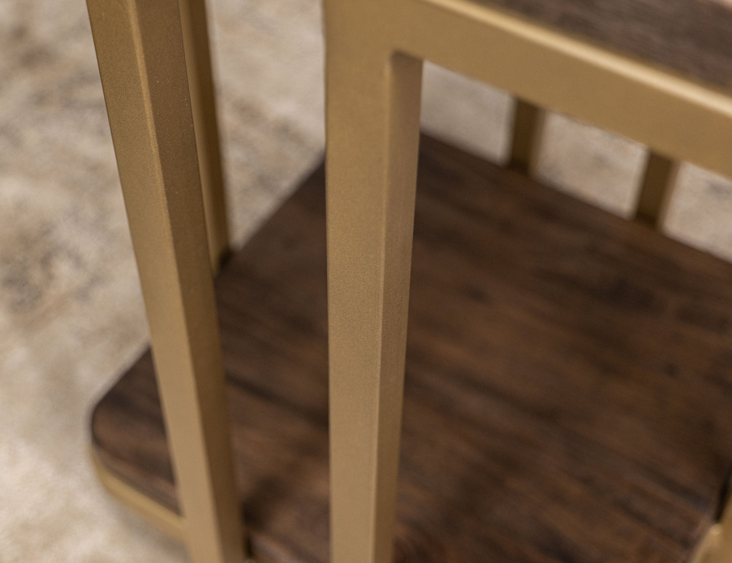 Metal Base Chairside Table - Mahogany Brown