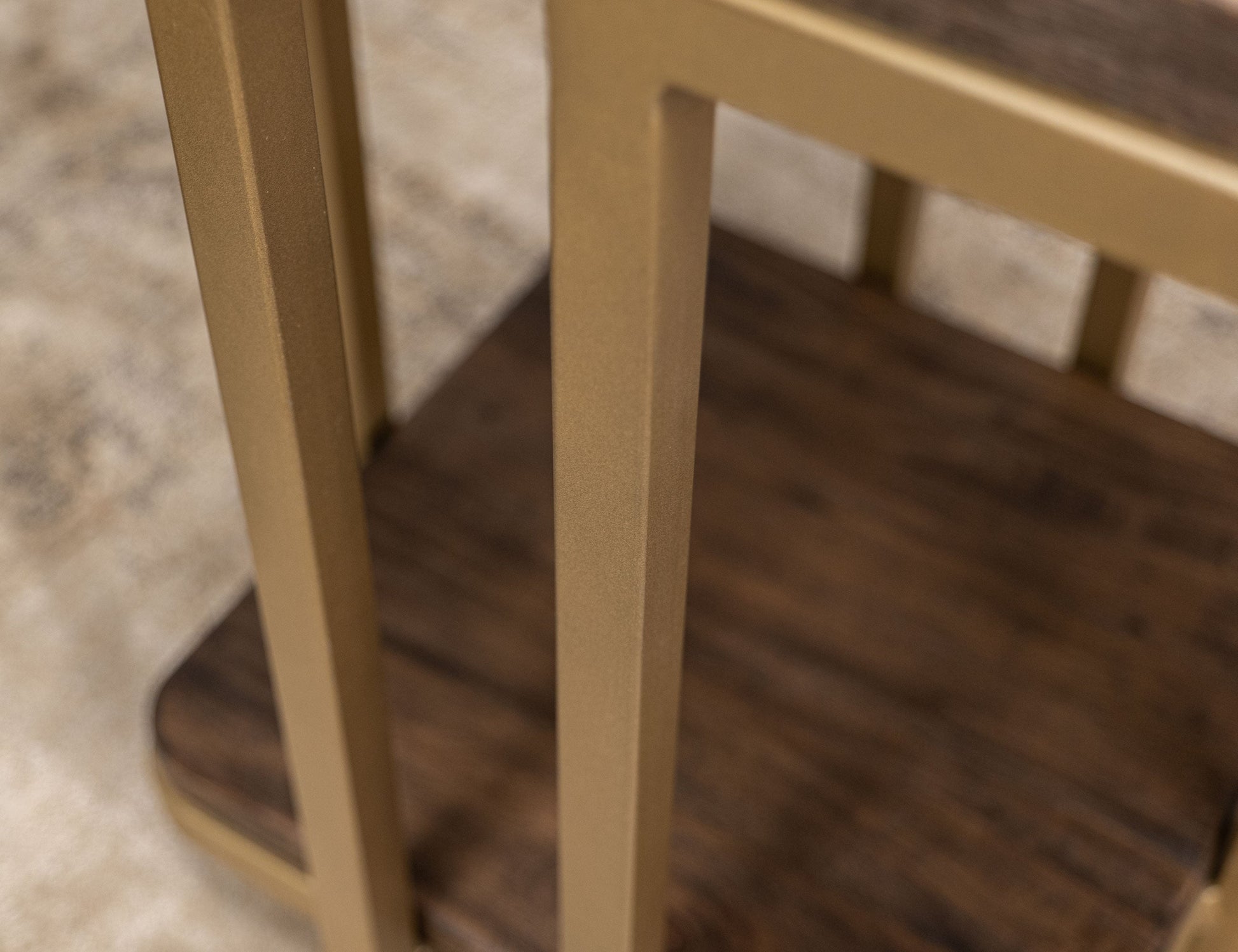 Metal Base Chairside Table - Mahogany Brown