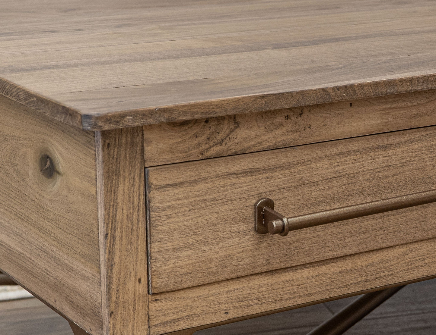 Metal Base Chairside Table - Sepia brown
