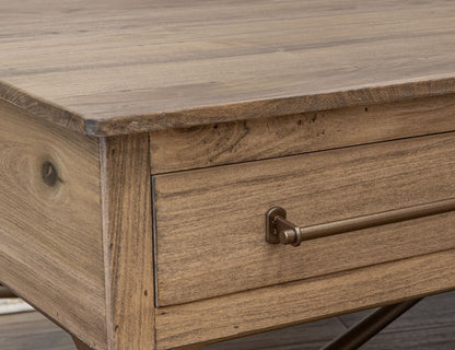 Metal Base Chairside Table - Sepia brown