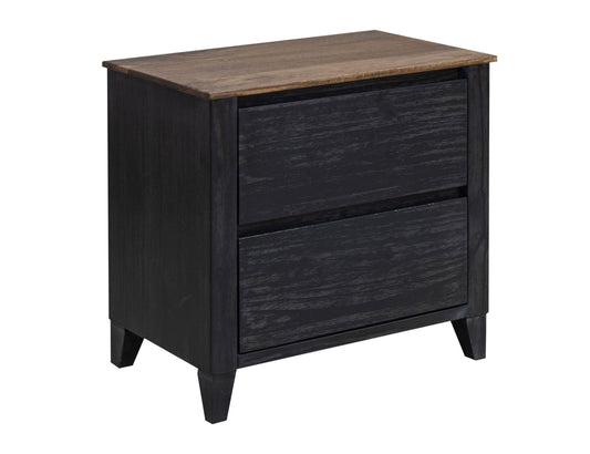 2 Drawer Nightstand - Satin Black And Brown