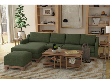 Wooden Frame & Base, Sectional - Olive Green