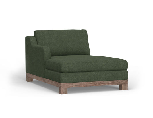 Wooden Frame & Base, Sectional Left Chaise - Olive Green