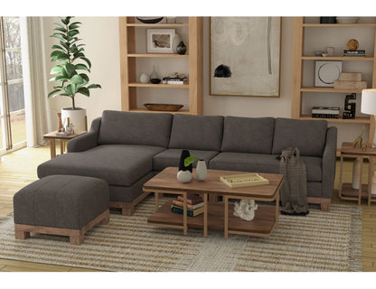 Wooden Frame & Base, Sectional Right-Arm Loveseat - Iron Gray
